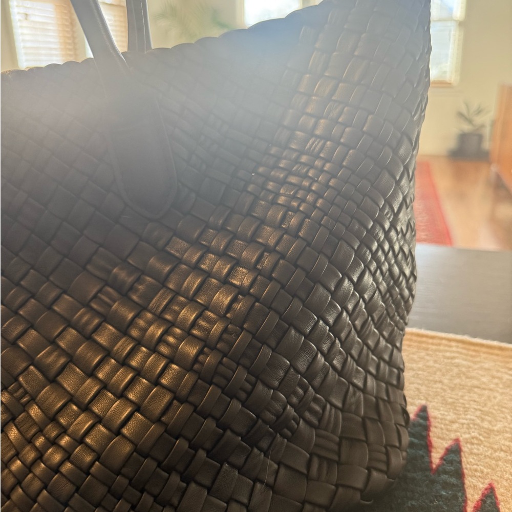 Falor Hand Woven Handbag Large Leather Made in Italy-F1805 in Black - Picture 5 of 5